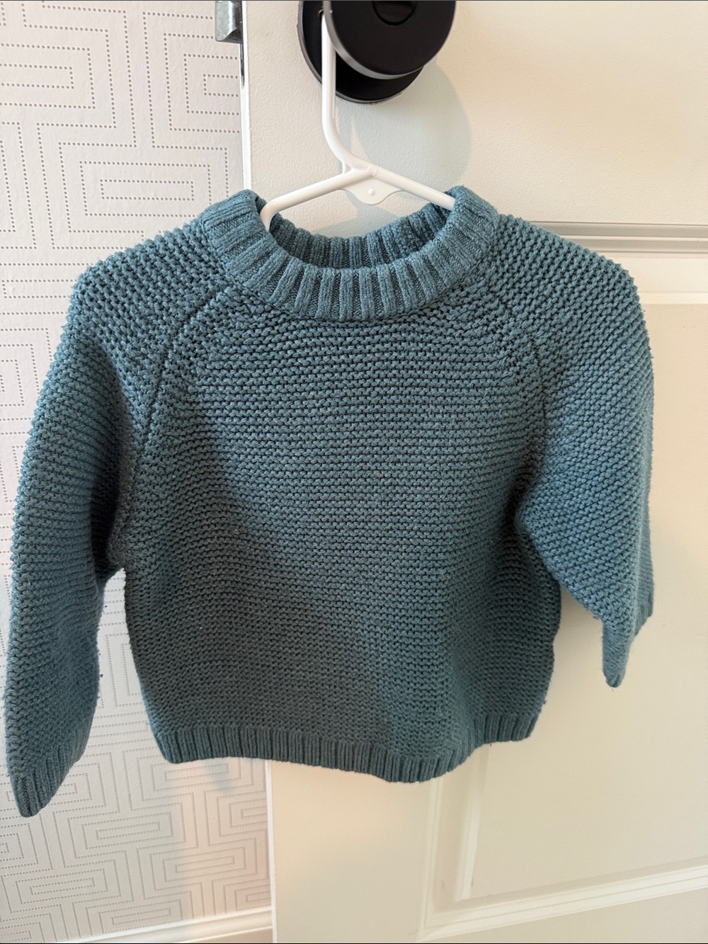 Zara 18-24 Months Toddler Textured Crewneck Sweater in Dusty Teal